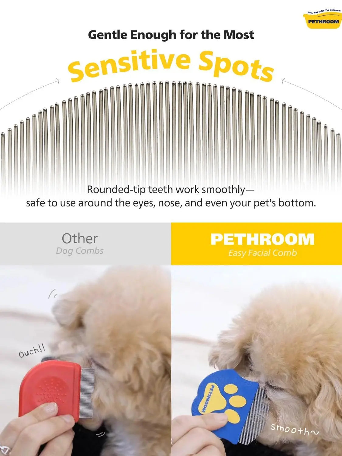 PETHROOM Easy Facial Comb for Cats and Dogs Pets Eye Comb