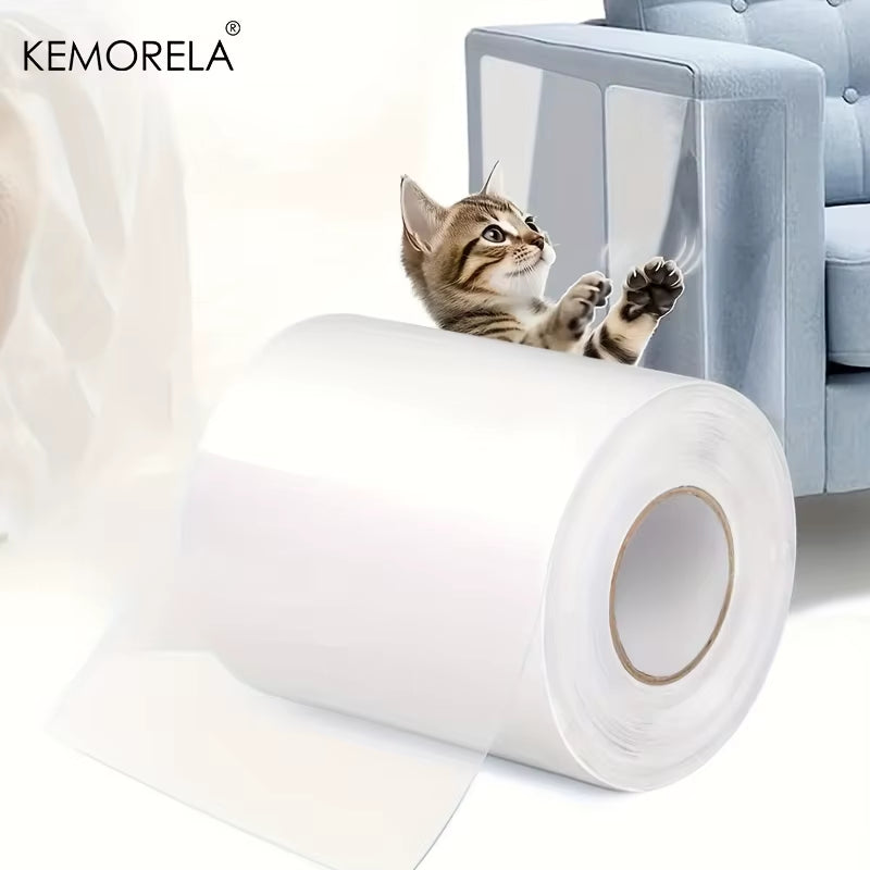 1 Roll Cat Scratch Protector, Self-Adhesive Scratch Protector Transparent Scratch Film Tape Sofa Wall Door Protection