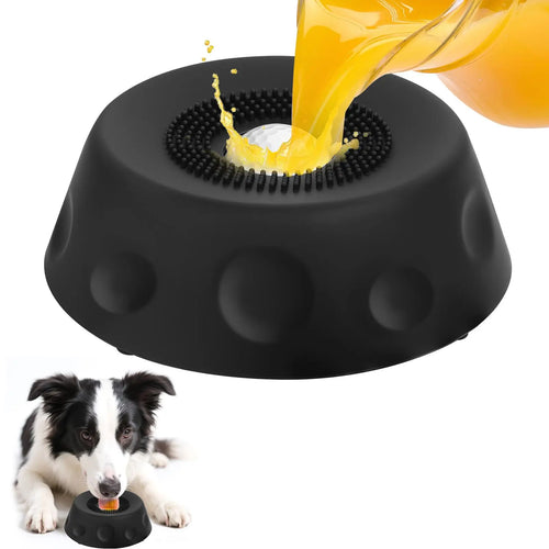 3-In-1 Suction Slow Feeder Dog Bowl, No-Spill Licking Mat with Built-In Treat Ball & Cleaning Brush, Interactive Anti-Slip Dog Bowl for Yogurt, Peanut Butter & Liquid Treats
