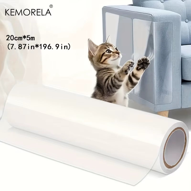 1 Roll Cat Scratch Protector, Self-Adhesive Scratch Protector Transparent Scratch Film Tape Sofa Wall Door Protection