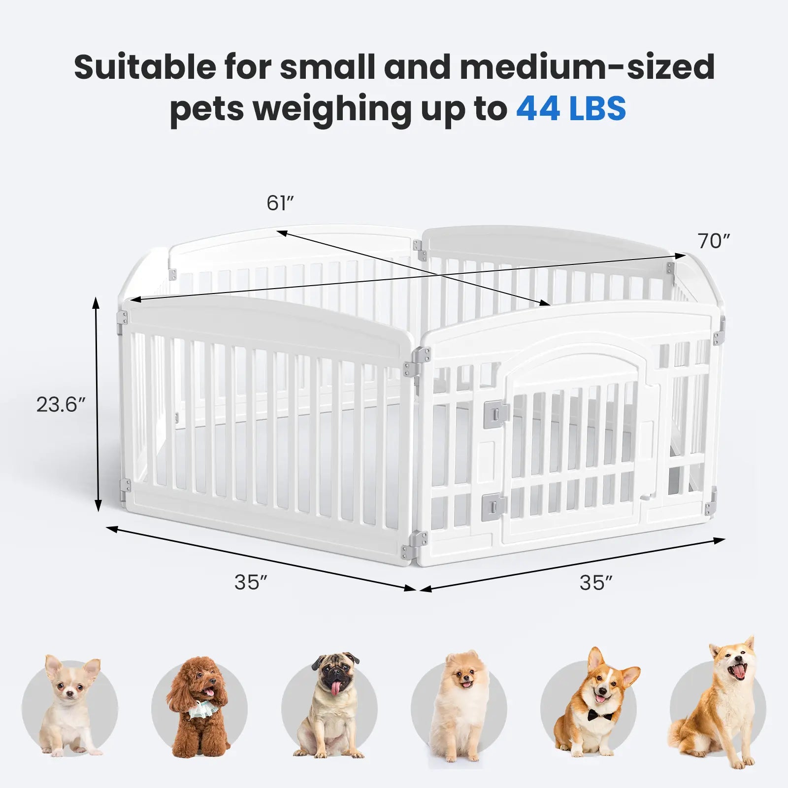 Plastic Pet Playpen, Durable Puppy Playpen with Lockable Door and Non-Slip Bottom, Portable Indoor Outdoor Puppy Pen