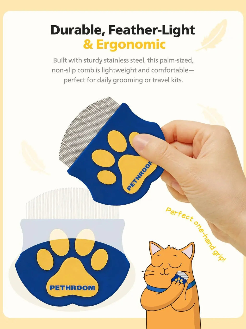 PETHROOM Easy Facial Comb for Cats and Dogs Pets Eye Comb