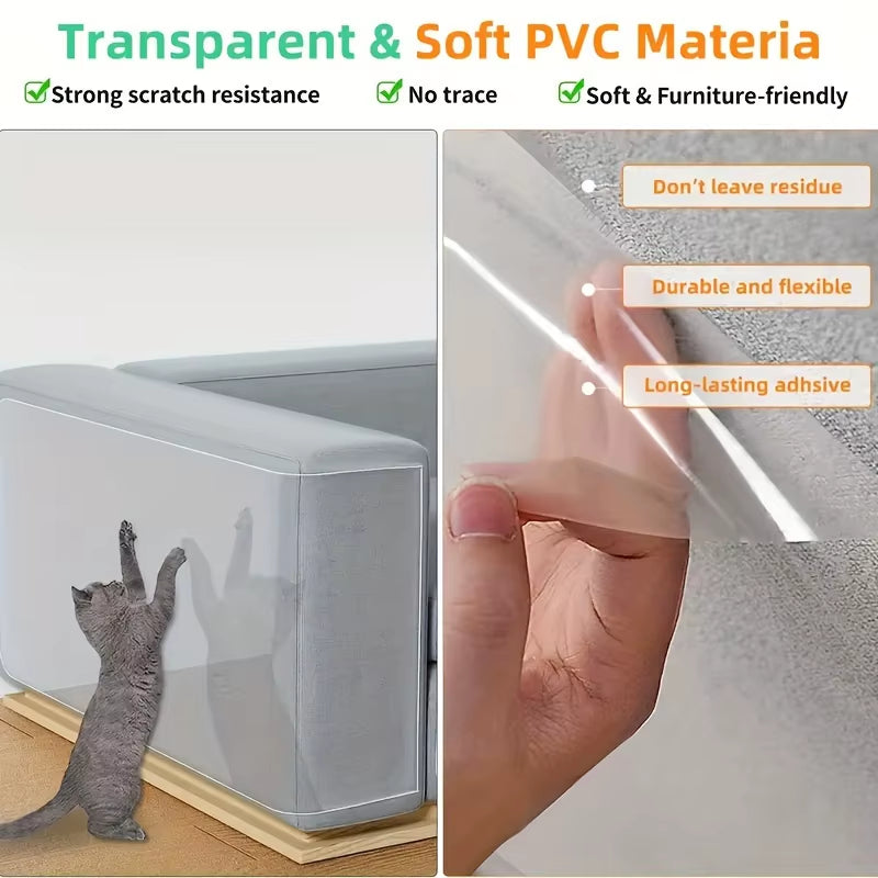 1 Roll Cat Scratch Protector, Self-Adhesive Scratch Protector Transparent Scratch Film Tape Sofa Wall Door Protection