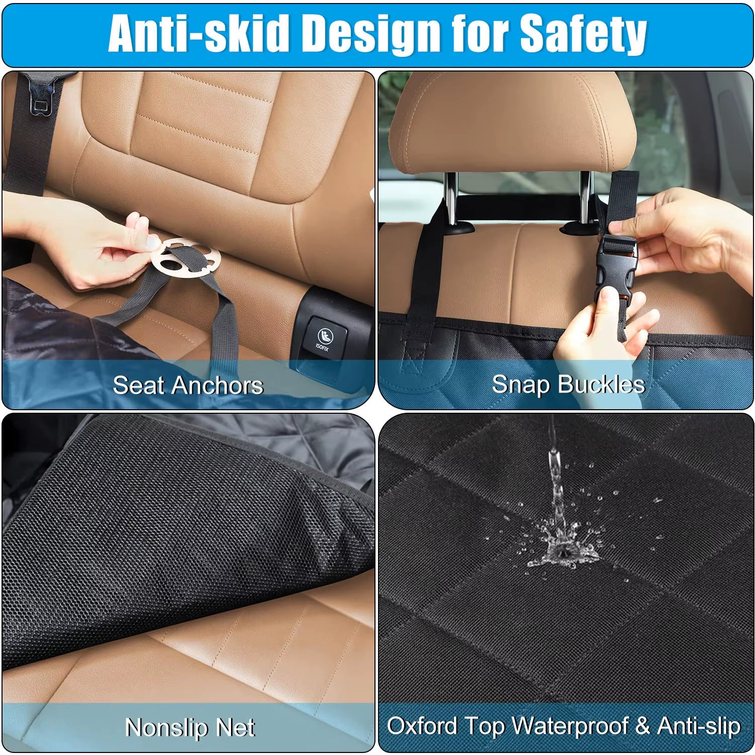 Dog Car Seat Cover Waterproof Dog Hammock Car Dog Car Blanket Mats Case for Rear Back 2 in 1 for Trunk Dog Car Protector