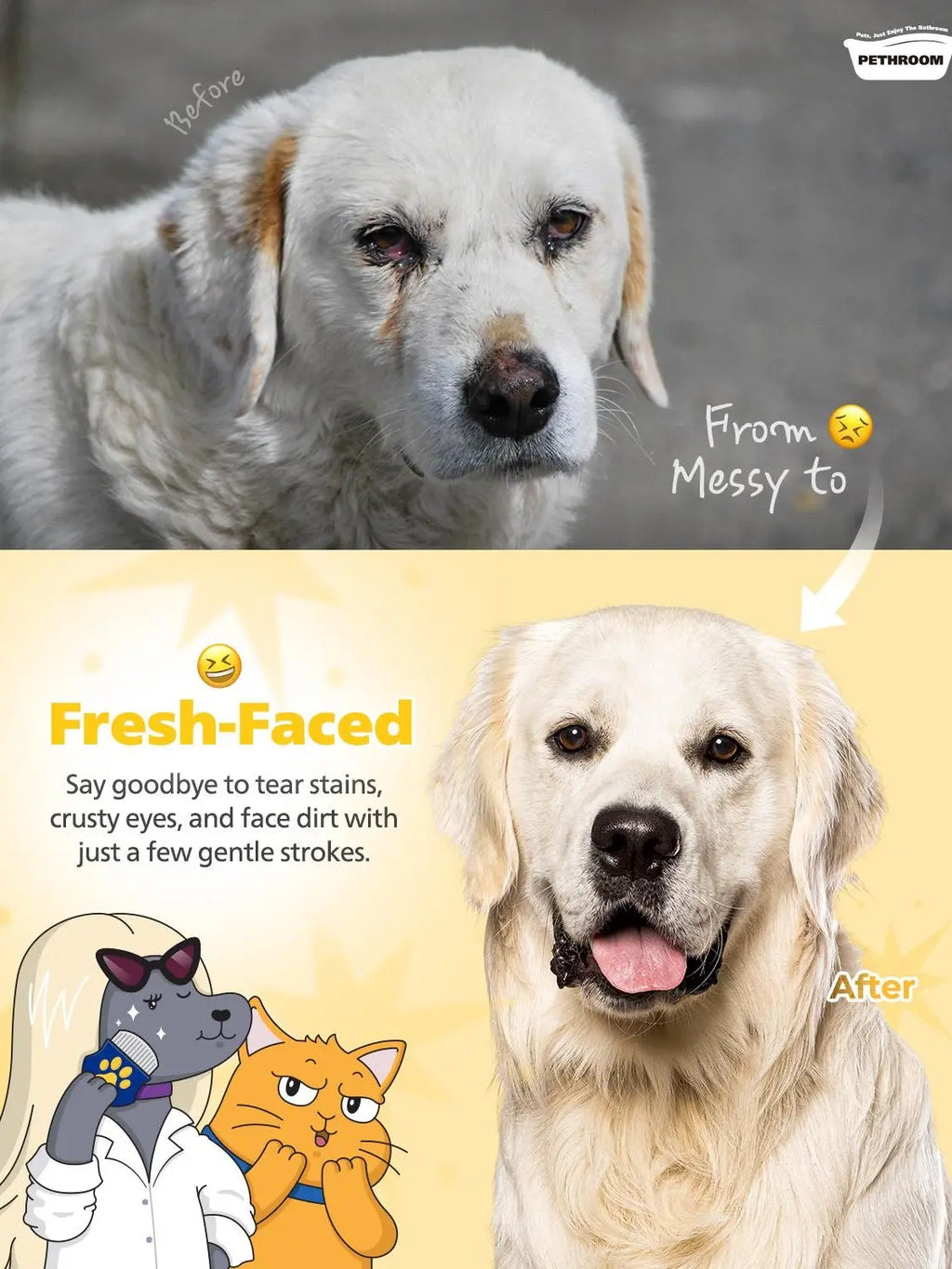 PETHROOM Easy Facial Comb for Cats and Dogs Pets Eye Comb