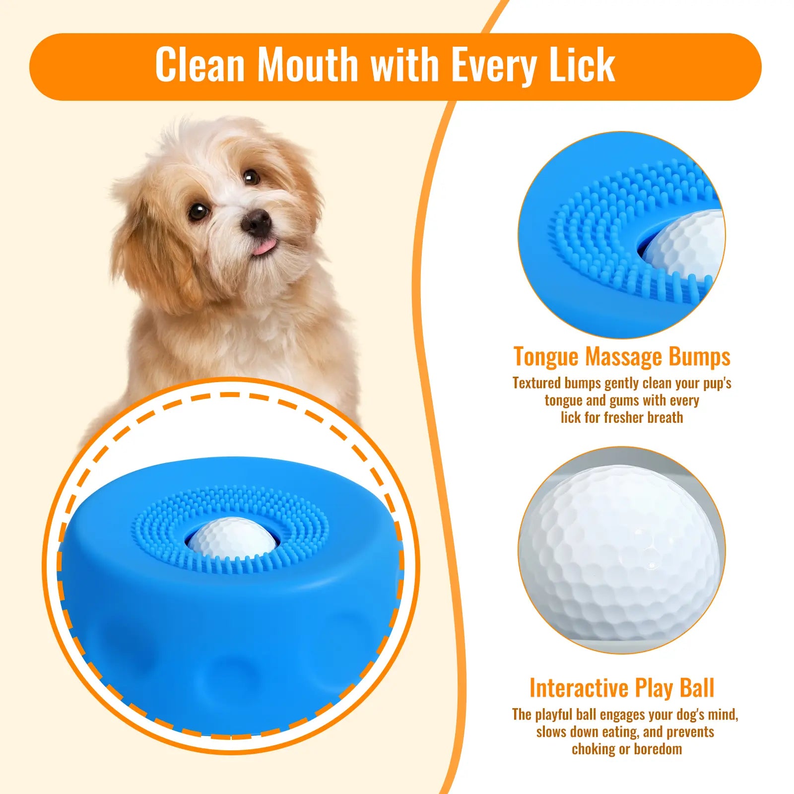 3-In-1 Suction Slow Feeder Dog Bowl, No-Spill Licking Mat with Built-In Treat Ball & Cleaning Brush, Interactive Anti-Slip Dog Bowl for Yogurt, Peanut Butter & Liquid Treats