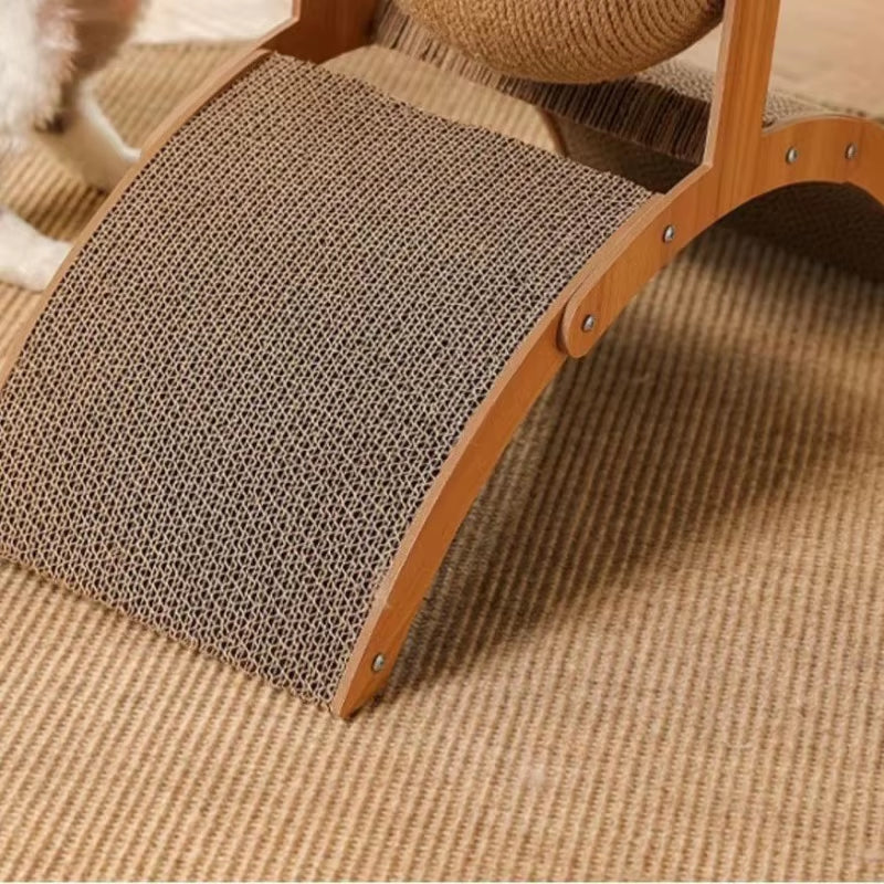2 in 1 Wooden Cat Scratching Ball Sisal Scratch Board Durable Grinding Paw Toy Solid Wood Scraper for Cats Kittens Pet Supplies