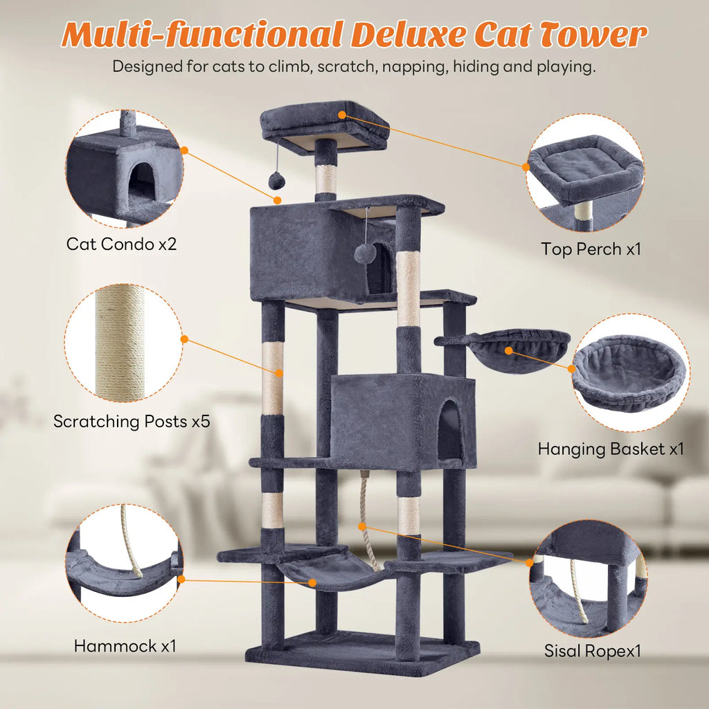 【New Size】 Cat Climbing Shelf, Post Cascading Cat Climbing Shelf, Indoor Playhouse, Cozy Nest, Durable, Space-Saving Design, Gift for Pet Owners