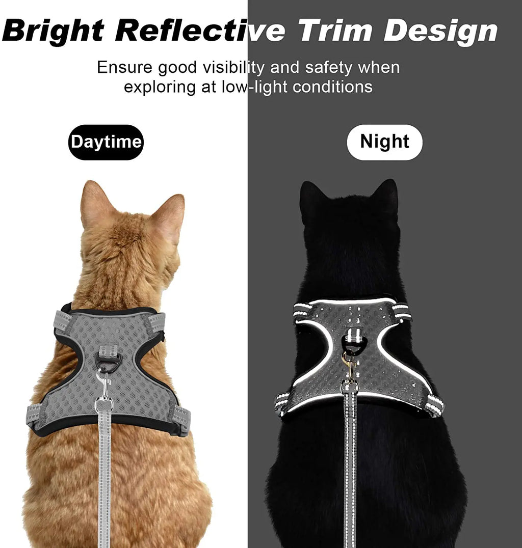 Cat Dog Adjustable Harness Vest Walking Lead Leash for Puppy Dogs Collar Polyester Mesh Harness for Small Medium Dog Cat Pet